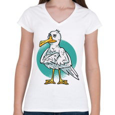 PRINTFASHION Sirály - Női V-nyakú póló - Fehér