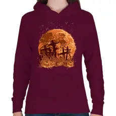 PRINTFASHION Sírok a holdfényben - Női kapucnis pulóver - Bordó