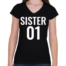 PRINTFASHION SISTER 01 - Női V-nyakú póló - Fekete női póló