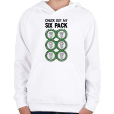 PRINTFASHION Six Pack Beer - Gyerek kapucnis pulóver - Fehér