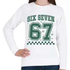 PRINTFASHION six seven 67 zöld - Női pulóver - Fehér női pulóver, kardigán