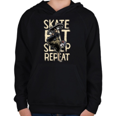 PRINTFASHION Skate Eat Sleep Repeat - Gyerek kapucnis pulóver - Fekete