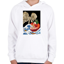 PRINTFASHION Skeleton eat sh*t - Gyerek kapucnis pulóver - Fehér gyerek pulóver, kardigán