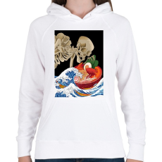 PRINTFASHION Skeleton eat sh*t - Női kapucnis pulóver - Fehér