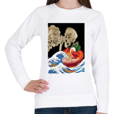 PRINTFASHION Skeleton eat sh*t - Női pulóver - Fehér