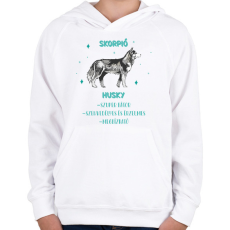 PRINTFASHION Skorpió - Husky - Gyerek kapucnis pulóver - Fehér
