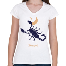 PRINTFASHION Skorpió minta - Női V-nyakú póló - Fehér