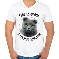 PRINTFASHION Skót lógófülű - Legjobb barát - Férfi V-nyakú póló - Fehér férfi póló
