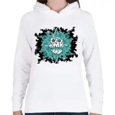 PRINTFASHION skull3dnavy - Női kapucnis pulóver - Fehér női pulóver, kardigán