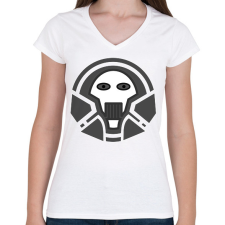 PRINTFASHION skull_1_2 - Női V-nyakú póló - Fehér női póló