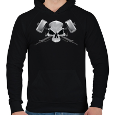 PRINTFASHION Skull and weapons - Férfi kapucnis pulóver - Fekete férfi pulóver, kardigán
