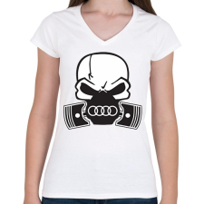 PRINTFASHION Skull audi - Női V-nyakú póló - Fehér női póló