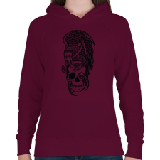 PRINTFASHION Skull&Eagle - Női kapucnis pulóver - Bordó női pulóver, kardigán