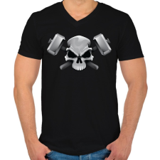 PRINTFASHION Skull Hammer - Férfi V-nyakú póló - Fekete férfi póló