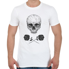 PRINTFASHION Skull N' Roses - Férfi póló - Fehér férfi póló