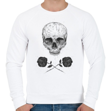 PRINTFASHION Skull N' Roses - Férfi pulóver - Fehér férfi pulóver, kardigán