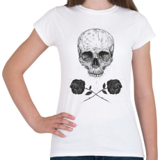 PRINTFASHION Skull N' Roses - Női póló - Fehér