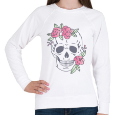 PRINTFASHION skull - Női pulóver - Fehér női pulóver, kardigán