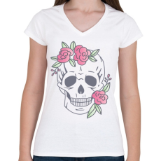 PRINTFASHION skull - Női V-nyakú póló - Fehér