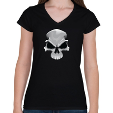 PRINTFASHION Skull - Női V-nyakú póló - Fekete
