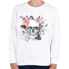 PRINTFASHION Skull with Flowers - Gyerek pulóver - Fehér gyerek pulóver, kardigán