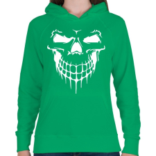PRINTFASHION Skullface - Női kapucnis pulóver - Zöld női pulóver, kardigán