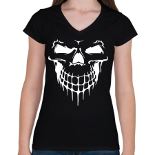 PRINTFASHION Skullface - Női V-nyakú póló - Fekete női póló