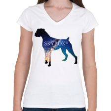 PRINTFASHION Sky boxer - Női V-nyakú póló - Fehér női póló