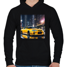 PRINTFASHION skyline - Férfi kapucnis pulóver - Fekete
