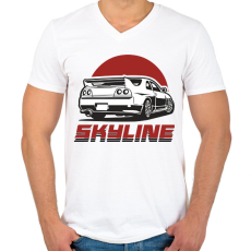 PRINTFASHION Skyline - Férfi V-nyakú póló - Fehér