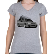 PRINTFASHION skyline - Női V-nyakú póló - Sport szürke női póló