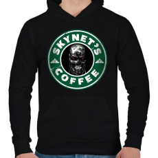 PRINTFASHION Skynet kávé - Férfi kapucnis pulóver - Fekete