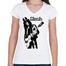 PRINTFASHION slash - Női V-nyakú póló - Fehér női póló