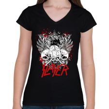 PRINTFASHION SLAYER metal band - Női V-nyakú póló - Fekete női póló