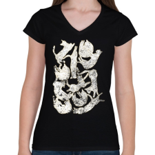 PRINTFASHION Sleeping cat - Női V-nyakú póló - Fekete női póló