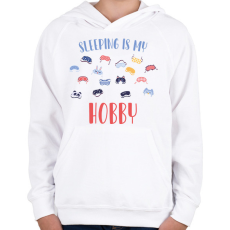 PRINTFASHION Sleeping is my hobby - Gyerek kapucnis pulóver - Fehér