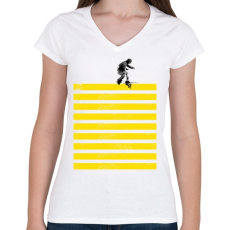 PRINTFASHION Slide on stripes - Női V-nyakú póló - Fehér