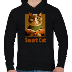 PRINTFASHION smart cat - Férfi kapucnis pulóver - Fekete