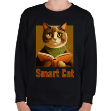 PRINTFASHION smart cat - Gyerek pulóver - Fekete