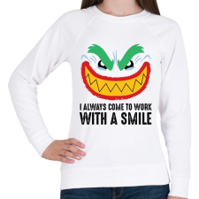 PRINTFASHION Smile Work - Női pulóver - Fehér női pulóver, kardigán