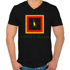 PRINTFASHION SMOKE WEED - Férfi V-nyakú póló - Fekete