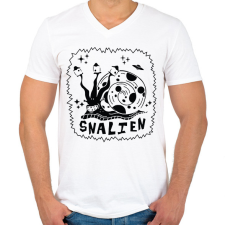 PRINTFASHION Snailen - Férfi V-nyakú póló - Fehér férfi póló