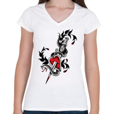 PRINTFASHION SNAKE - Női V-nyakú póló - Fehér női póló