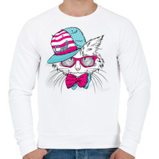 PRINTFASHION Snapback Cat - Férfi pulóver - Fehér