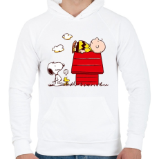 PRINTFASHION Snoopy and Charlie - Férfi kapucnis pulóver - Fehér