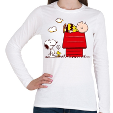 PRINTFASHION Snoopy and Charlie - Női hosszú ujjú póló - Fehér
