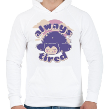 PRINTFASHION Snorlax always tired - Férfi kapucnis pulóver - Fehér férfi pulóver, kardigán
