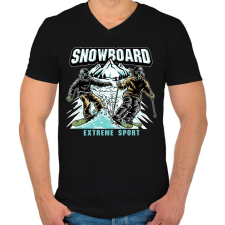 PRINTFASHION Snowboard extreme sport - Férfi V-nyakú póló - Fekete férfi póló