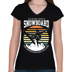 PRINTFASHION Snowboard extreme sport - Női V-nyakú póló - Fekete