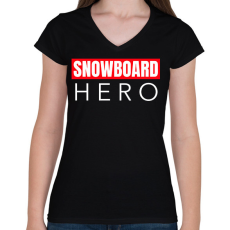 PRINTFASHION SNOWBOARD HERO - Női V-nyakú póló - Fekete